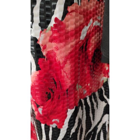 aDRESSing Woman SIZE L Shimmer Zebra Rose Short Dress Black Shrug Kimono Sleeve - Picture 10 of 13